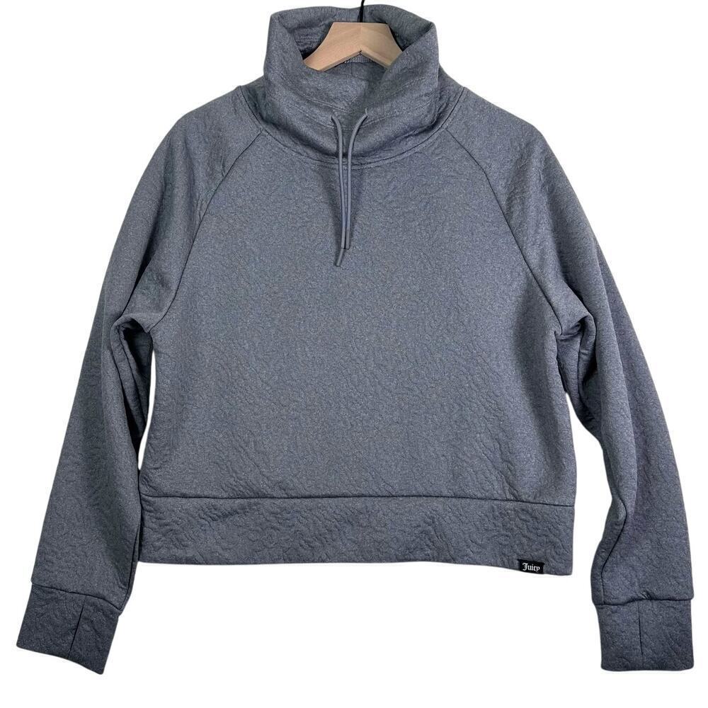 🌸3/$15🌸 JUICY COUTURE Quilted Sporty Gray High Collar Drawstring Pullover Cozy M
